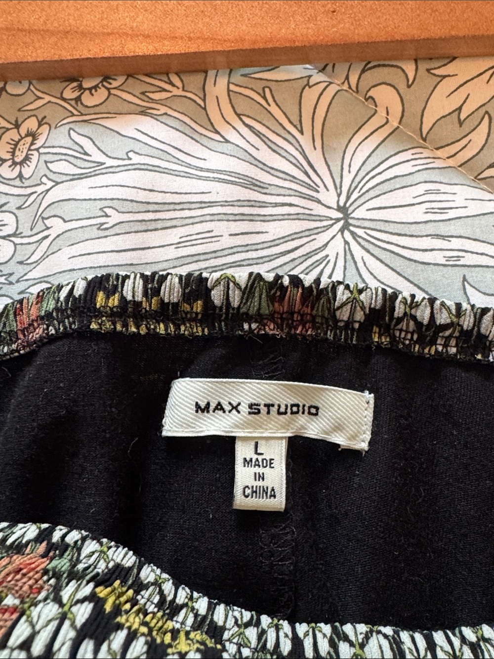 Max Stufio Floral Smocked Waist A-Line Skirt - Black Multicolor - Picture 2 of 7